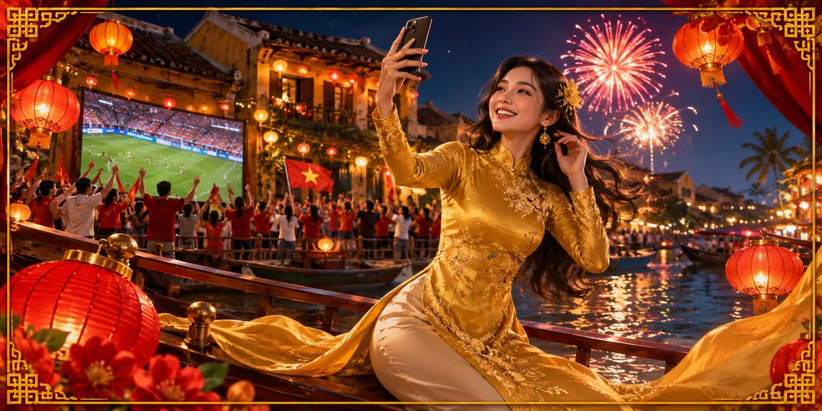 Phụ nữ mặc áo dài tại Hội An trải nghiệm casino trực tuyến trên điện thoại di động