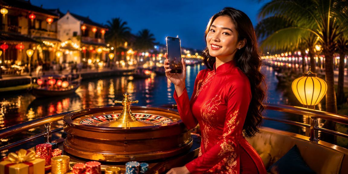 Giao diện trò chơi roulette trực tuyến phong cách Hội An trên nền tảng ss400